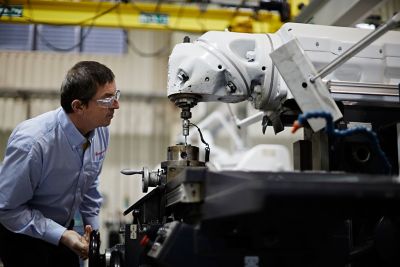 Engineer working on a machine